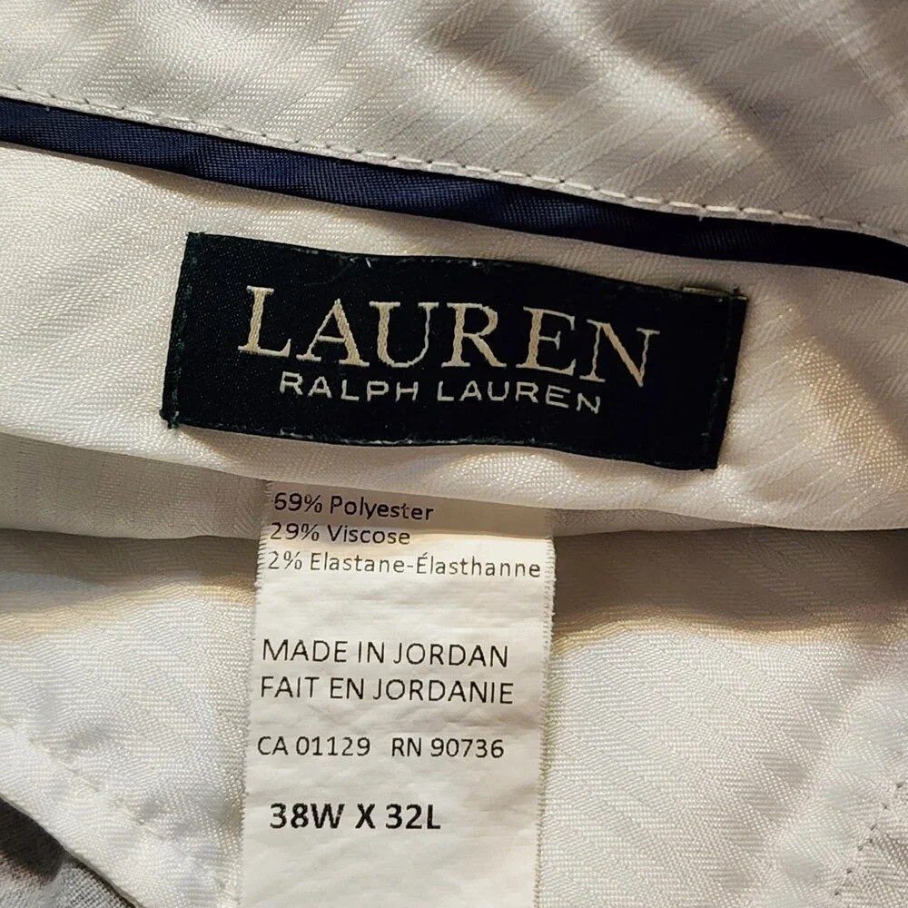 Lauren RALPH LAUREN UltraFlex Stretch Dress Pants Gray Flat Front 38 x32 Classic
